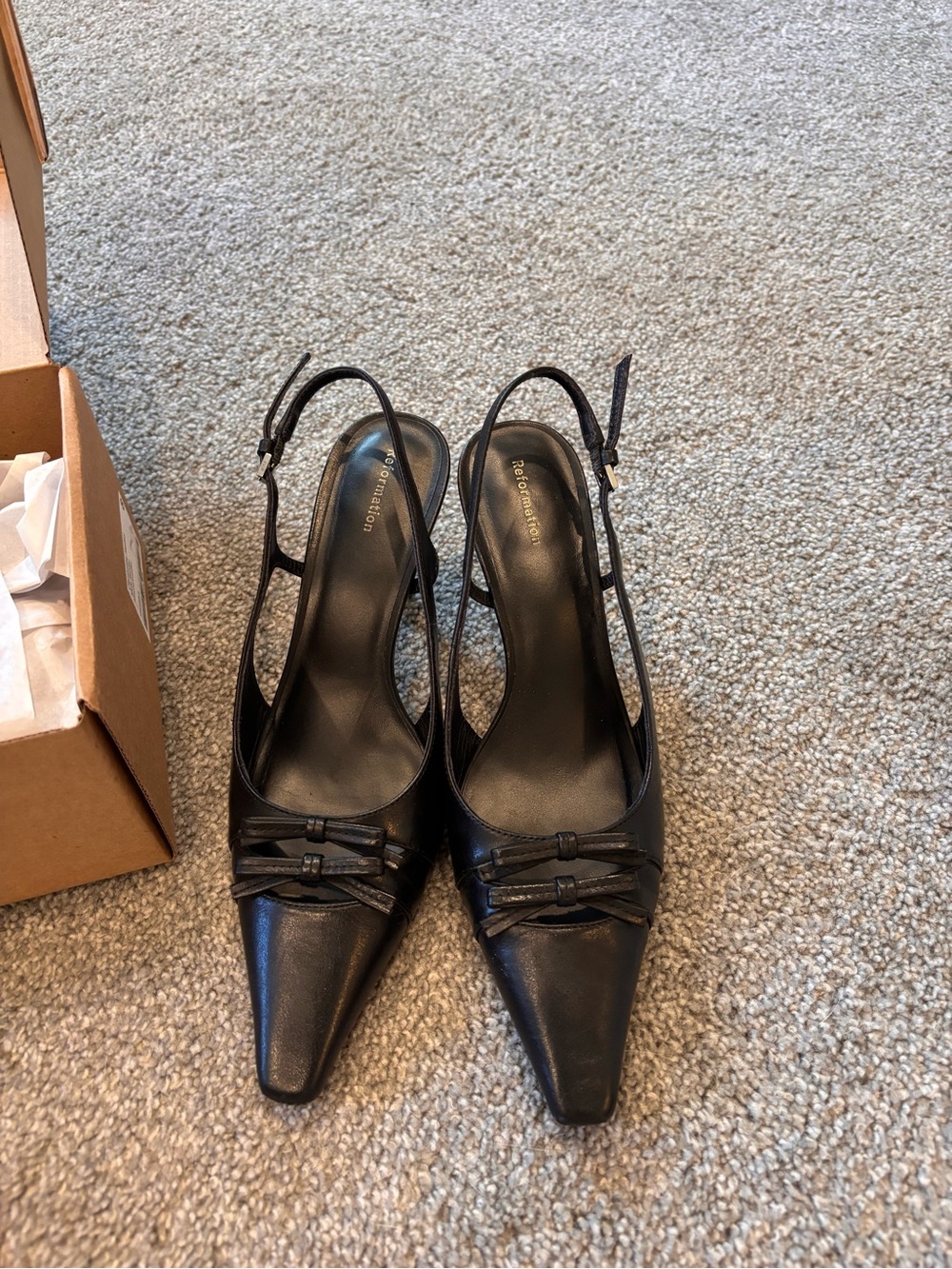 Reformation Noreen Slingback Pump Black - Size 8